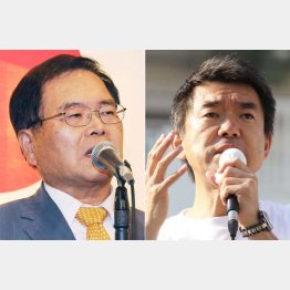 竹本直一大阪府連会長（左）と橋下大阪市長（Ｃ）日刊ゲンダイ