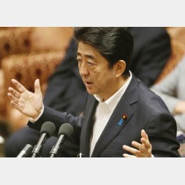 平和安全法制特別委で答弁する安倍首相（Ｃ）日刊ゲンダイ