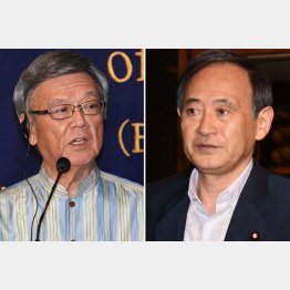 翁長・沖縄県知事（左）と菅官房長官（Ｃ）日刊ゲンダイ