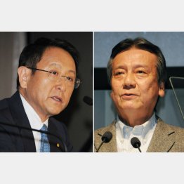 気合十分（トヨタの豊田社長・左とダイハツの三井社長）／（Ｃ）日刊ゲンダイ