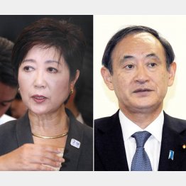 小池都知事（左）と菅官房長官／（Ｃ）日刊ゲンダイ