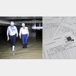“のり弁”状態で開示された地下水調査資料（右）／（Ｃ）日刊ゲンダイ