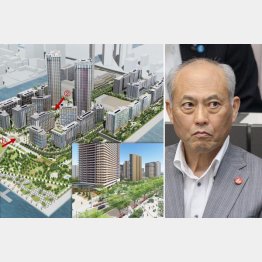 東京五輪大会後のイメージ図と舛添前都知事（Ｃ）日刊ゲンダイ