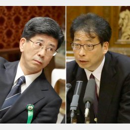 登場人物は役人が多い(佐川氏=左、と藤原氏)/(C)日刊ゲンダイ