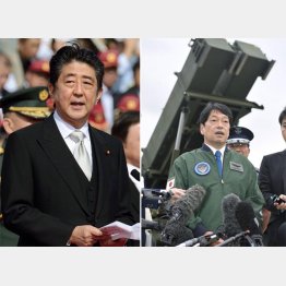 安倍首相と小野寺防衛相（Ｃ）共同通信社