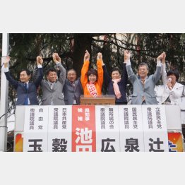 池田千賀子氏を応援する野党５党幹部（Ｃ）日刊ゲンダイ