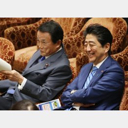 麻生財務相（左）と安倍首相（Ｃ）日刊ゲンダイ