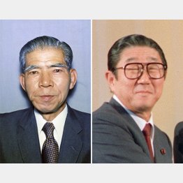 石破二朗氏（左）と安倍晋太郎氏（Ｃ）共同通信社