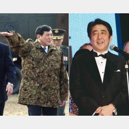 防衛庁長官時代の石破氏と１４年の国際映画祭でスピーチする安倍首相（Ｃ）共同通信社