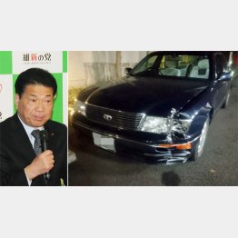 谷畑孝衆院議員（左）が運転していた車（Ｃ）日刊ゲンダイ