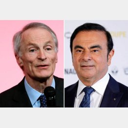 ルノー取締役会に辞表を提出したゴーン被告、左は後任会長のジャンドミニク・スナール氏（Ｃ）ロイター