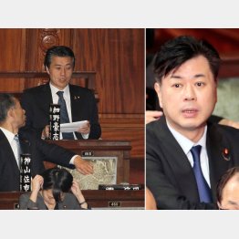 辞職した田畑議員（右）の後ろの席には細野議員が…（Ｃ）日刊ゲンダイ