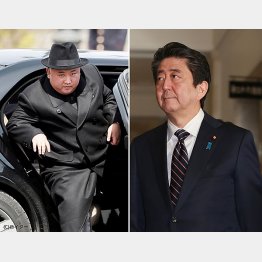 金正恩・朝鮮労働党委員長（左）と安倍首相（Ｃ）日刊ゲンダイ
