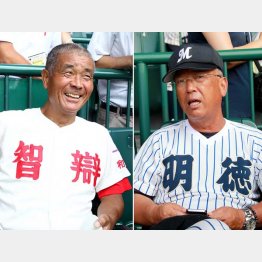 ライバルにして盟友（明徳義塾の馬淵監督＝右と筆者）／（Ｃ）日刊ゲンダイ