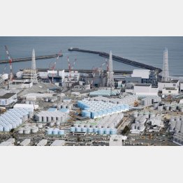 福島第１原発に立ち並ぶ汚染水が入ったタンク（Ｃ）共同通信社