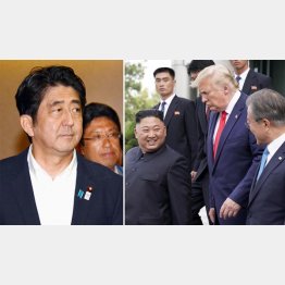恐ろしく幼稚な発想の外交（電撃北朝鮮訪問での米韓朝首脳＝右。左は、安倍首相に寄り添う今井尚哉秘書官＝奥）／（Ｃ）ロイター