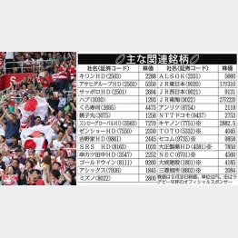 2020年ラグビーＷ杯の主な関連銘柄（Ｃ）日刊ゲンダイ