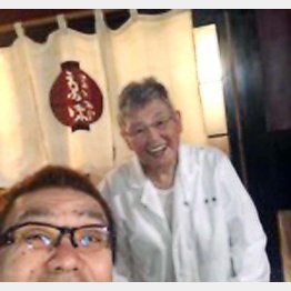 日本料理界の偉人、「京味」の西健一郎さんと（提供写真）