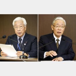 上田批判を展開した石原経営委員長(左)、11日の会見では歯切れが良かった前田晃伸氏(C)共同通信社