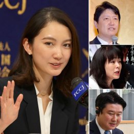 （左から時計回りで）伊藤詩織さん、足立康史衆院議員、杉田水脈衆院議員、和田政宗参院議員（Ｃ）日刊ゲンダイ