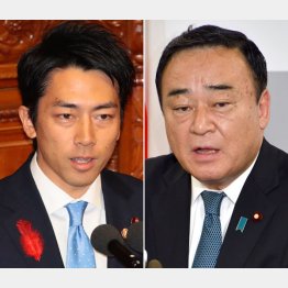 化石賞を贈られた小泉環境相（左）と梶山経産相（Ｃ）日刊ゲンダイ