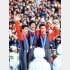 72年札幌五輪70メートル級ジャンプで表彰台を独占した日の丸飛行隊。金メダルの笠谷幸生（中央）、銀の金野昭次（左）、銅の青地清二（Ｃ）共同通信社