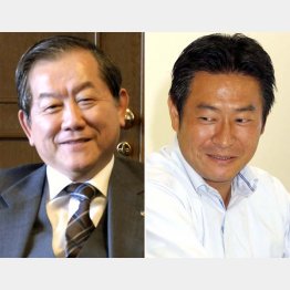 加森観光の加森公人会長（左）と衆院議員の秋元司容疑者（Ｃ）共同通信社