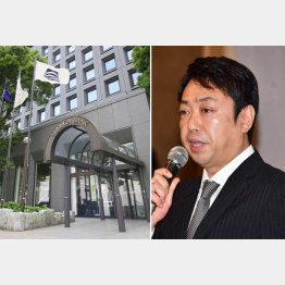 新たな局面に突入か？（有国三知男社長と沼津市にあるスルガ銀行本店＝共同）／（Ｃ）日刊ゲンダイ