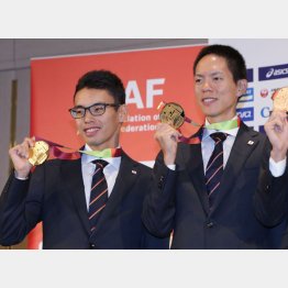 2019年の世界陸上競歩で金メダルを獲得した20キロの山西利和（左）と50キロの鈴木雄介（Ｃ）日刊ゲンダイ