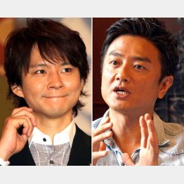 アンジャッシュの渡部建（左）と俳優の原田龍二（Ｃ）日刊ゲンダイ