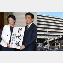 一蓮托生(安倍首相と河井案里参院議員、右は自民党本部)/(C)日刊ゲンダイ
