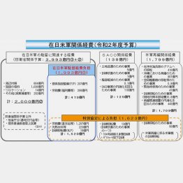 日本側の負担を小さく見せる世論操作をしてきた（「在日米軍関係費〈令和2年度予算〉」＝防衛省HPから）