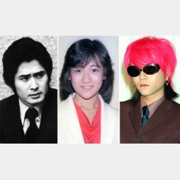 （左から）沖雅也、岡田有希子、「X JAPAN」のhide（Ｃ）共同通信社