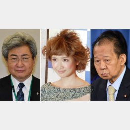 左から中川俊男日本医師会会長、紗栄子、二階俊博自民党幹事長（Ｃ）日刊ゲンダイ