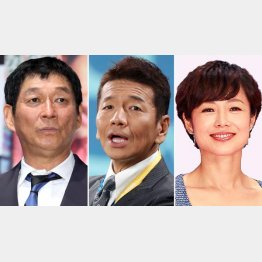 日本テレビは（左から）明石家さんま、上田晋也、有働由美子（Ｃ）日刊ゲンダイ