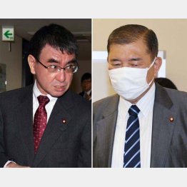 権力亡者たちの国民無視(左から河野太郎ワクチン担当相、石破茂元幹事長)/(C)日刊ゲンダイ