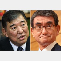 出馬を見送る石破茂元幹事長（左）は河野太郎行革担当相の支援に（Ｃ）日刊ゲンダイ