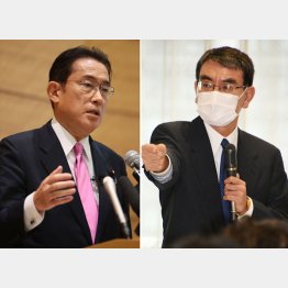 事実上、「河野太郎行革担当相（右）VS岸田文雄前政調会長」の一騎打ち（Ｃ）日刊ゲンダイ