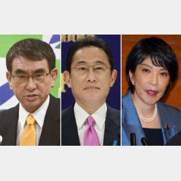 総裁選に出馬表明している（左から）河野太郎、岸田文雄、高市早苗の3氏（Ｃ）日刊ゲンダイ