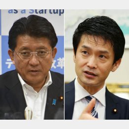 小川議員（右）と平井前デジタル相、7回目の対決はいかに（Ｃ）日刊ゲンダイ