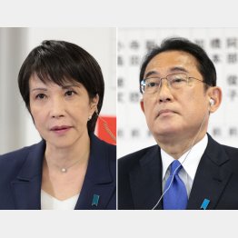 岸田首相（右）と高市政調会長（Ｃ）ＪＭＰＡ