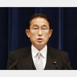 第２次岸田内閣が発足し、記者会見する岸田文雄首相（11月10日）／（Ｃ）共同通信社