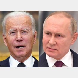 バイデン米大統領（左＝ロイター）とロシアのプーチン大統領（Ｃ）ロイター／Sputnik／Sergey Guneev／Kremlin