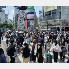 GWは全国で人出増加（東京・渋谷スクランブル交差点＝3日）／（Ｃ）日刊ゲンダイ