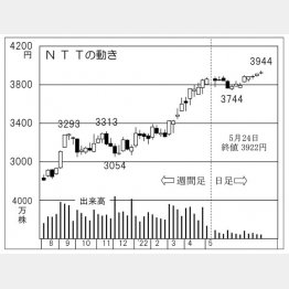 「NTT」の株価チャート（Ｃ）日刊ゲンダイ