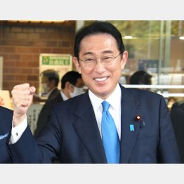 意気揚々とガッツポーズの岸田首相だが…（Ｃ）日刊ゲンダイ