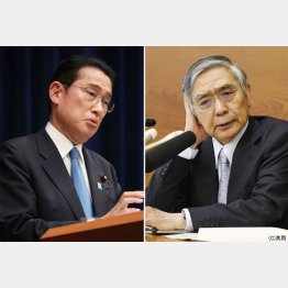 カツカツ庶民の苦しみはロシアのせいか？（岸田首相と黒田日銀総裁＝右）／（Ｃ）ＪＭＰＡ