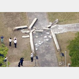 地震で倒壊した神社の鳥居＝石川県珠洲市（Ｃ）共同通信社