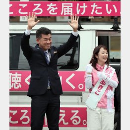 福島は立憲が猛追（野党統一候補・小野寺彰子氏の応援に駆け付けた立憲民主の泉健太代表）／（Ｃ）日刊ゲンダイ