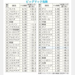 ビッグマック指数（日本は41位）／（Ｃ）日刊ゲンダイ